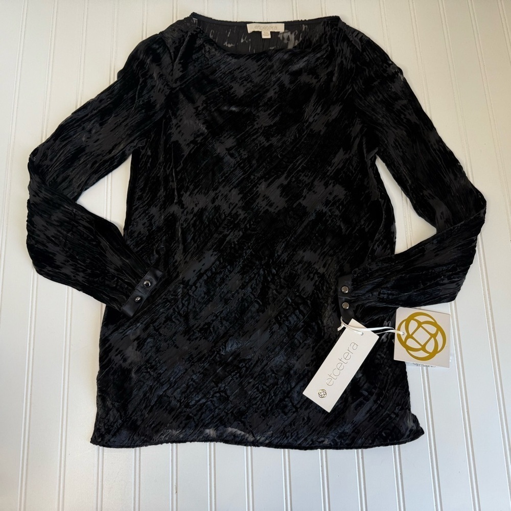 Etcetera Women's Silk Blend Black Long Sleeve Desi Top Blouse Shirt 00 NEW. 1192